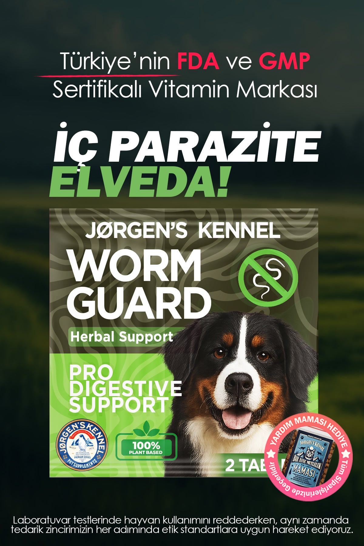 (Yeni Ürün 15 Gün Teslim) Köpekler İçin İç Parazit Tableti & Hapı (2 Adet) – %100 Bitkisel Formül - Jorgen's Kennel