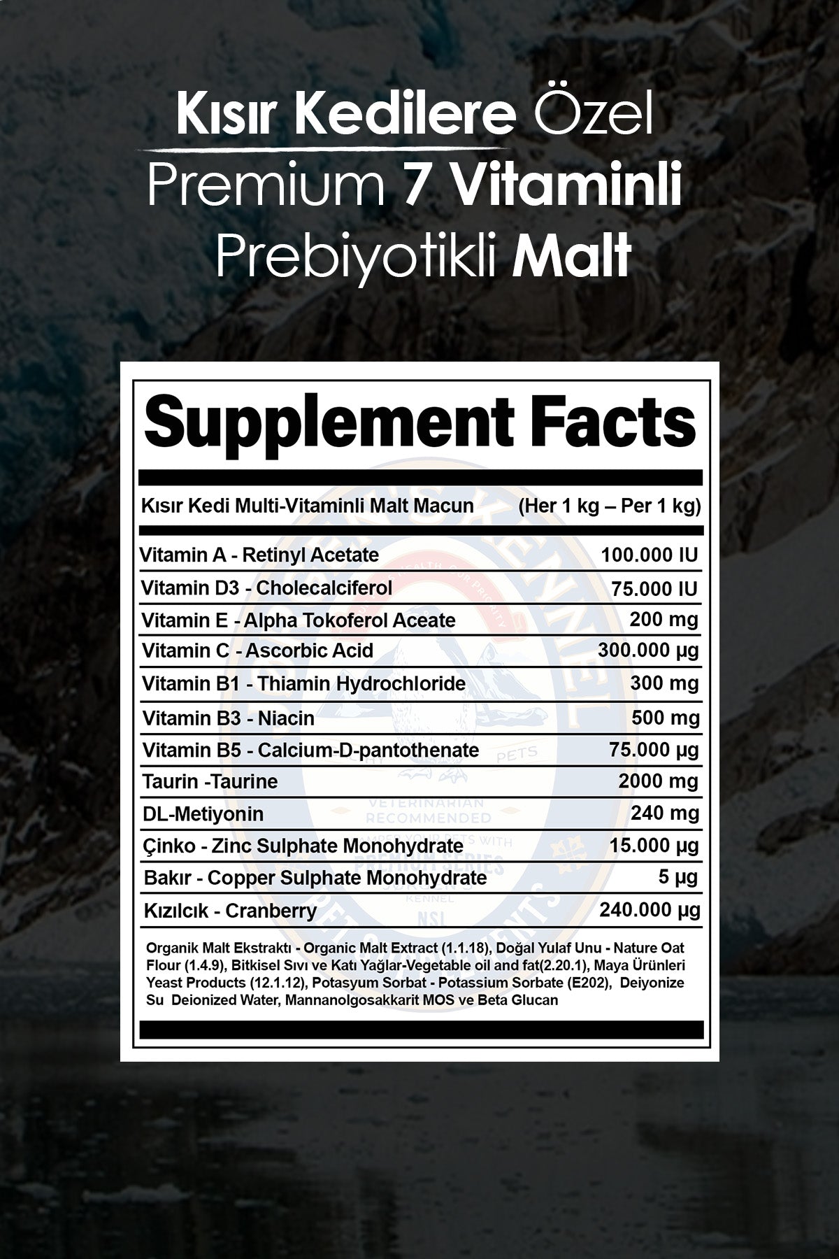 Kısır Kediler için Prebiyotik + Multi-Vitaminli Malt Macun - Jorgen's Kennel
