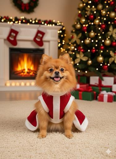 Kedi Köpek Yılbaşı Kıyafeti Kırmızı Yılbaşı Elbisesi