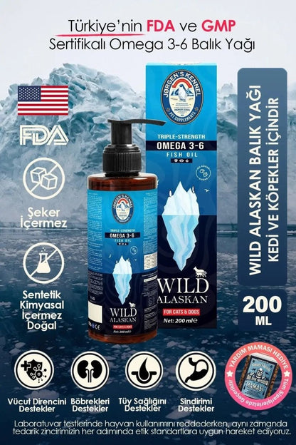 Kedi ve Köpekler için Balık Yağı Wild Alaskan Omega 3-6 Triple Strength 200ml - Jorgen's Kennel