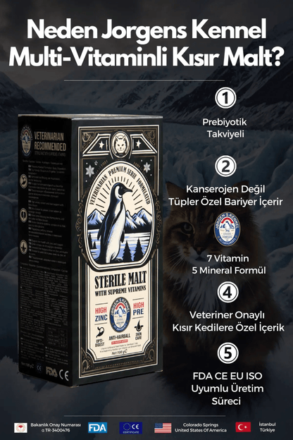 Kısır Kediler için Prebiyotik + Multi - Vitaminli Malt Macun - Jorgen's Kennel