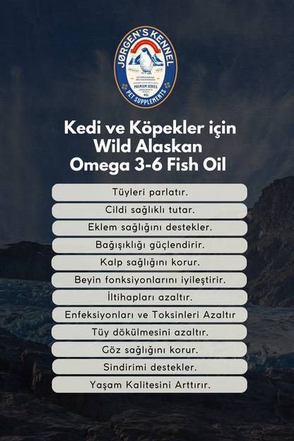 Kedi ve Köpekler için Wild Alaskan Omega 3-6 Triple Strength Balık Yağı