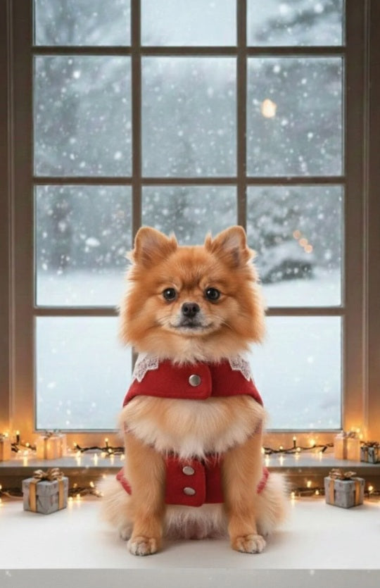 Kedi Köpek Yılbaşı Kıyafeti Ekose Yılbaşı Elbisesi