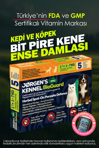 (Yeni Ürün 15 Gün Teslim) Kedi & Köpek 5'li Dış Parazit Damlası – Pire, Bit, Kene Koruması 5×1 ml %100 Bitkisel - Jorgen's Kennel