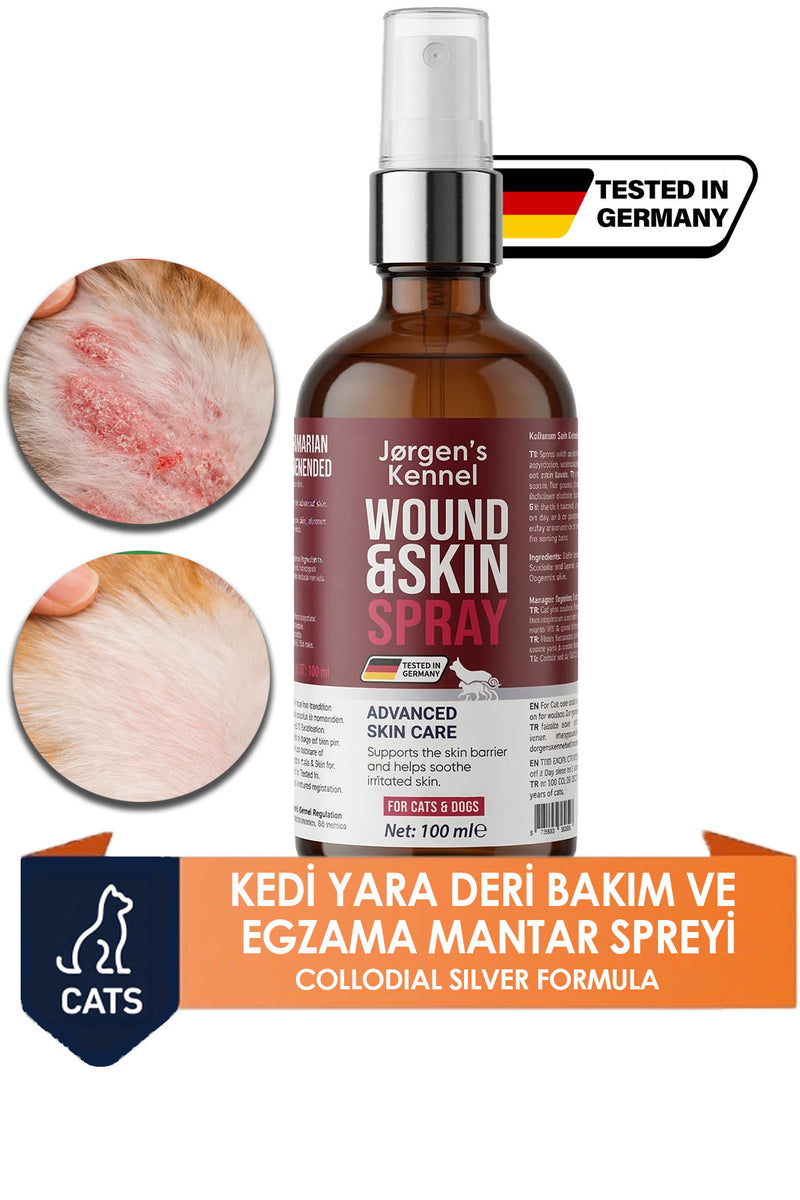 Kedi Yara ve Deri Bakım Spreyi Egzama Mantar Karşıtı Kaşıntı Tahriş Cilt Bakım Desteği 100 ml