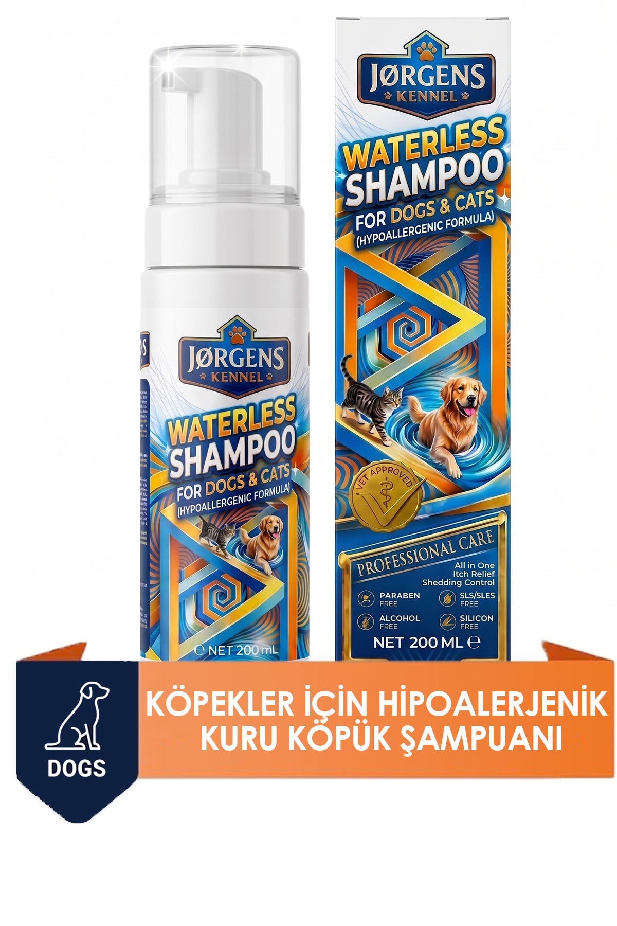 Hipoalerjenik Köpeklere Özel Susuz Köpük Kuru Şampuanı 200 ml