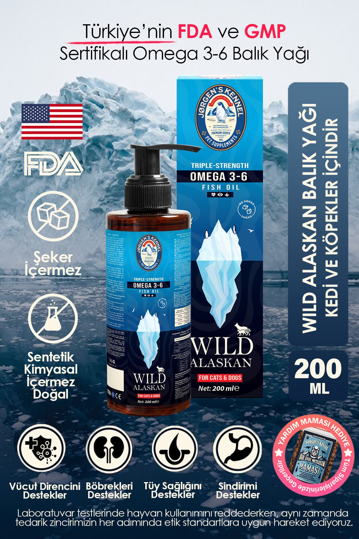 Kedi ve Köpekler için Wild Alaskan Omega 3-6 Triple Strength Balık Yağı