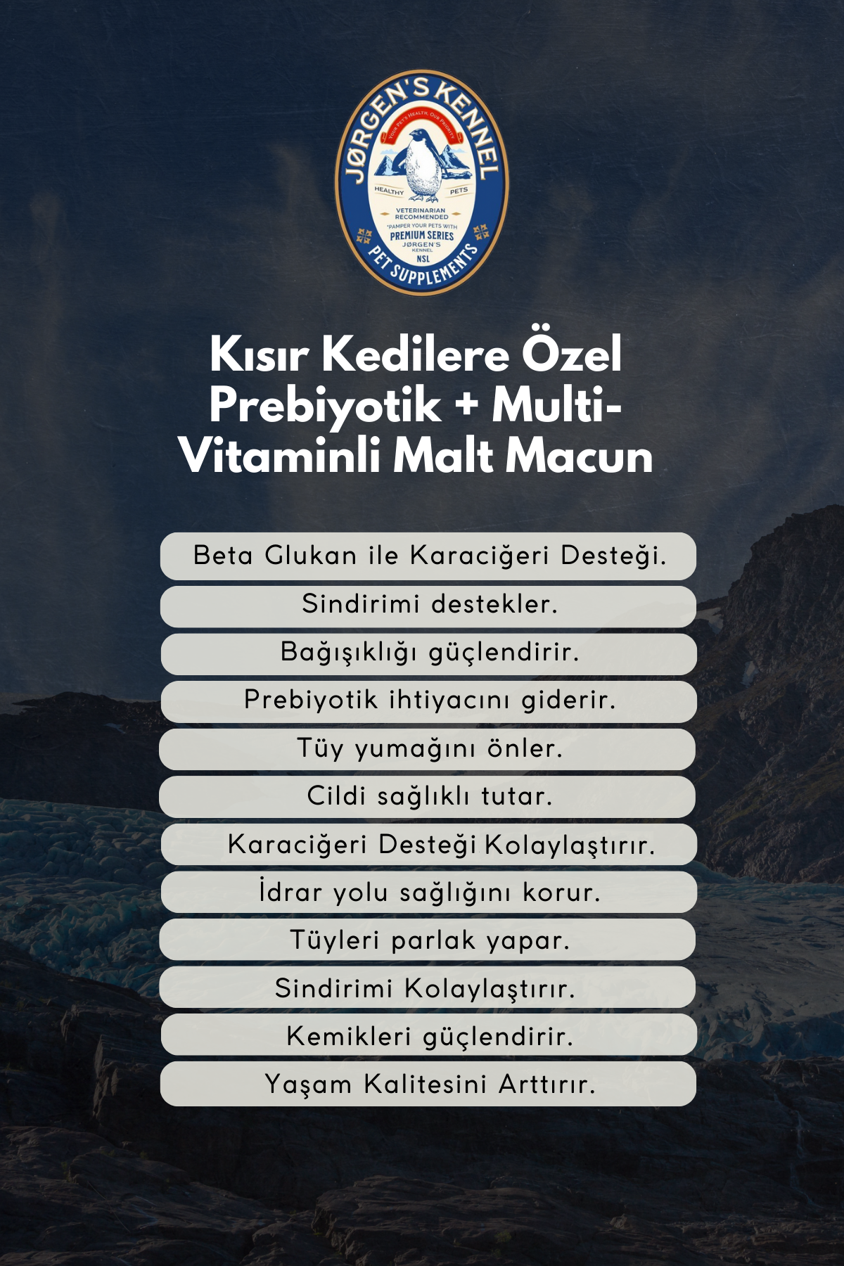 Kısır Kediler için Prebiyotik + Multi-Vitaminli Malt Macun